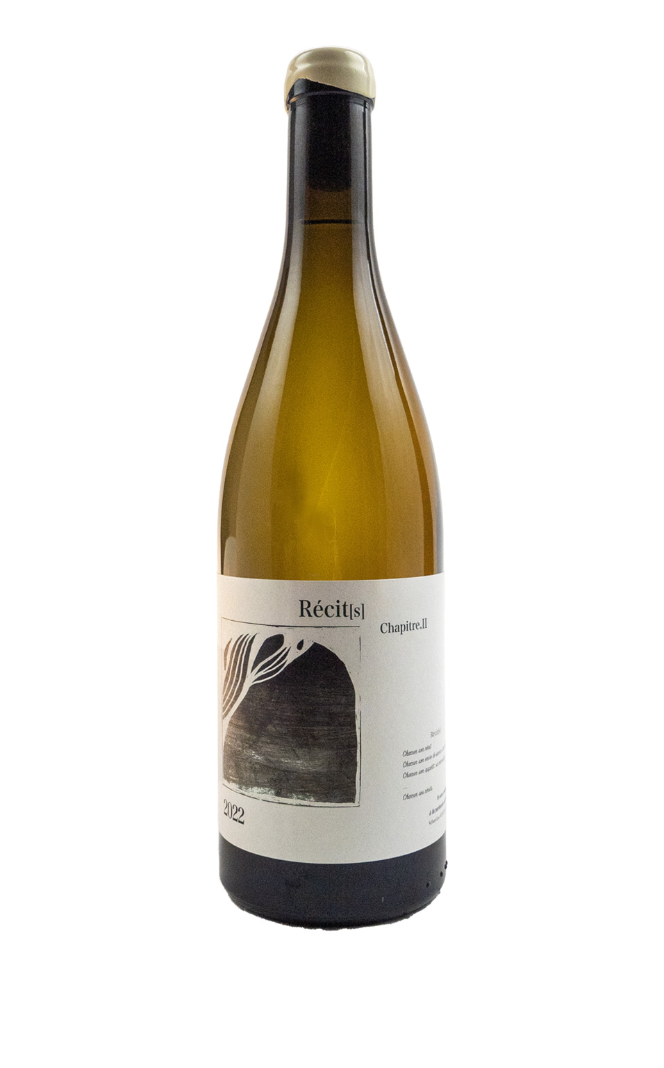 bouteille de la cuvée Récit(s) chapitre 2 blanc grand vin du Languedoc élevé en fûts pour émotions gastronomiques